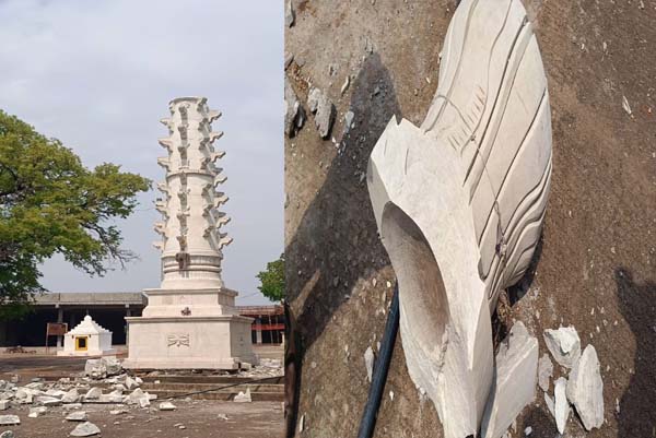 ಇನ್ನೂ ಉದ್ಘಾಟನೆಯಾಗದಿರುವ ಮಾಲಗಂಭಗೆಗೆ ಸಿಡಿಲು ಬಡಿದು ಛಿದ್ರ ಛಿದ್ರ