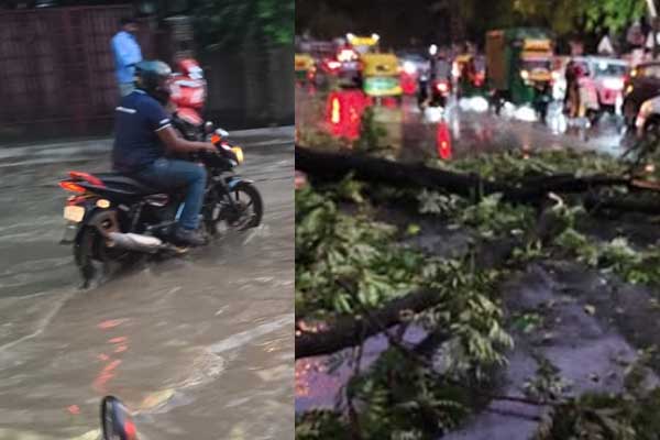 ಬೆಂಗಳೂರಿನ ಬಿರುಗಾಳಿ, ಆಲಿಕಲ್ಲು ಸಹಿತ ಭಾರೀ ಮಳೆ: ರಸ್ತೆಗೆ ಉರುಳಿದ ಬೃಹತ್ ಮರಗಳು
