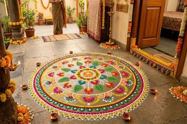 ಹೊಸ್ತಿಲ ಆಚೆಯ ಸೌಂದರ್ಯ: ಲಕ್ಷ್ಮಿ ದೇವಿಯನ್ನು ಆಕರ್ಷಿಸುವ ರಂಗೋಲಿಯ ರಹಸ್ಯ ನಿಮಗೆ ಗೊತ್ತಾ?