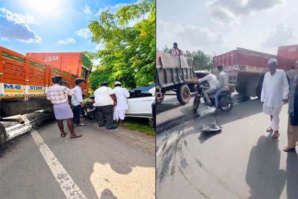 ಲಾರಿ-ಕಾರು ನಡುವೆ ಮುಖಾಮುಖಿ ಡಿಕ್ಕಿ: ಓರ್ವ ಸಾ*ವು, ಇಬ್ಬರಿಗೆ ಗಂಭೀರ ಗಾಯ