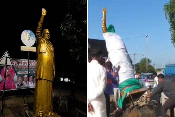 ಕಲಬುರಗಿಯಲ್ಲಿ ಹೈಡ್ರಾಮಾ: ರಾತ್ರೋರಾತ್ರಿ ತಲೆಎತ್ತಿದ್ದ ಮಾಜಿ ಸಿಎಂ ಸಿದ್ದರಾಮಯ್ಯ ಪ್ರತಿಮೆ ಬೆಳ್ಳಂಬೆಳಗ್ಗೆ ತೆರವು